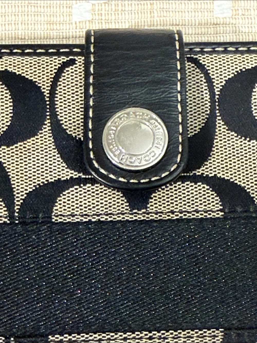 Coach Signature Jacquard Slim Envelope Wallet Black Gray Leather Trim OS